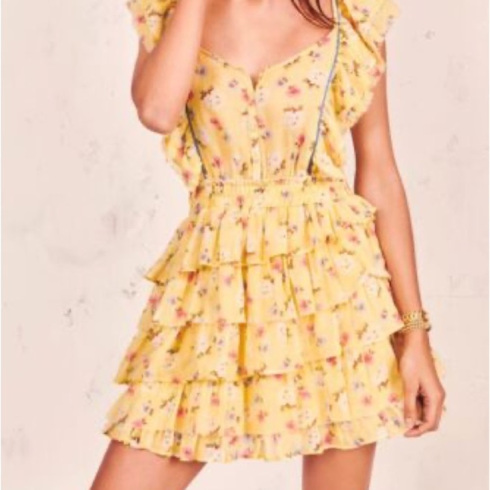 Love Shack Fancy Yellow Floral Dress size XS